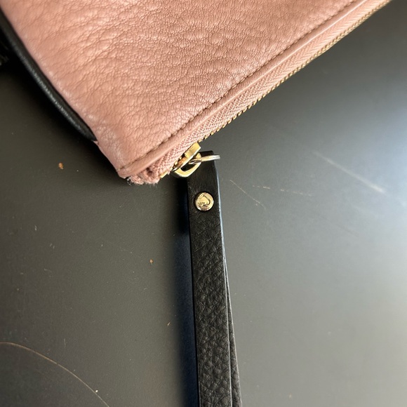 Kate Spade Pebbled Leather Pink Black Wristlet Clutch Coin Purse - Picture 8 of 14